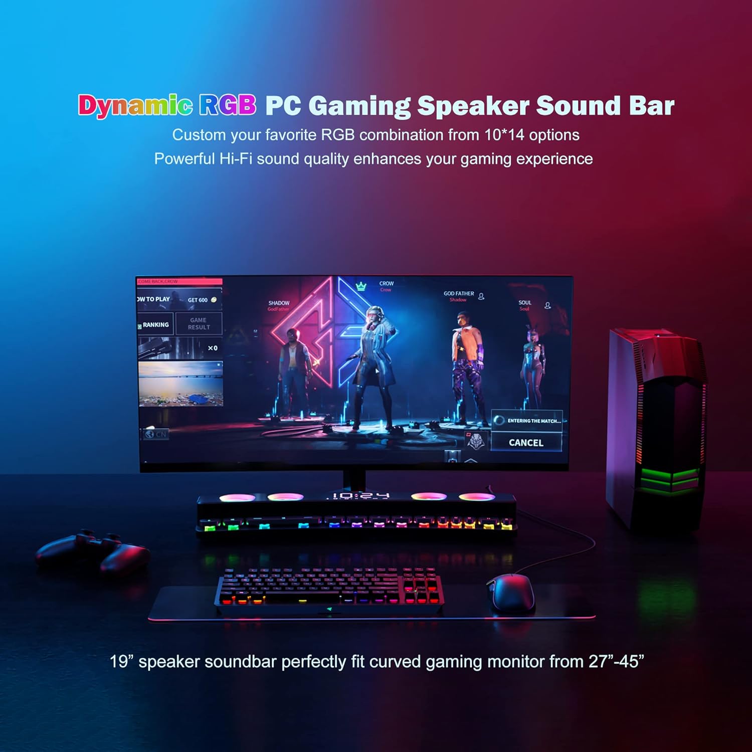 RGB Bluetooth 5.0 Soundbar Speakers, USB Powered, Pack of 2 B4526