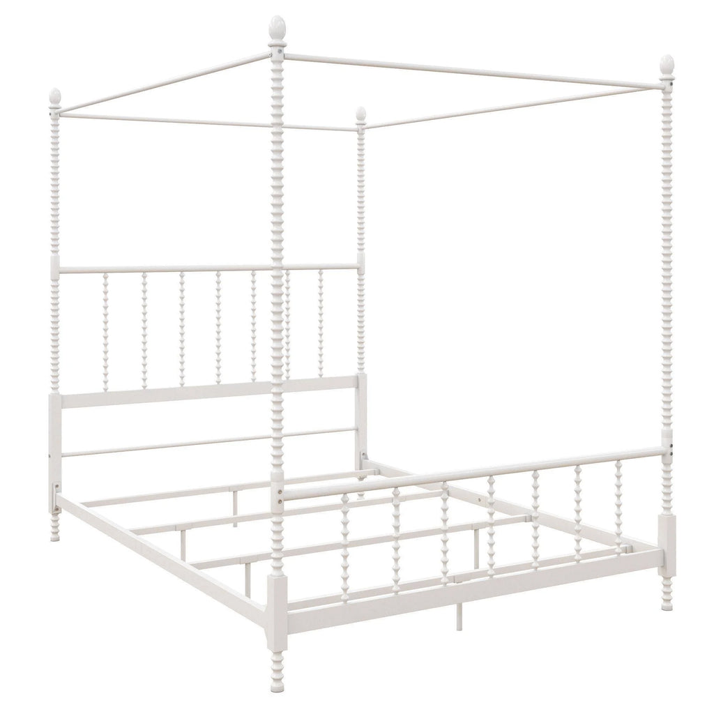 White Metal Canopy Bed V102139