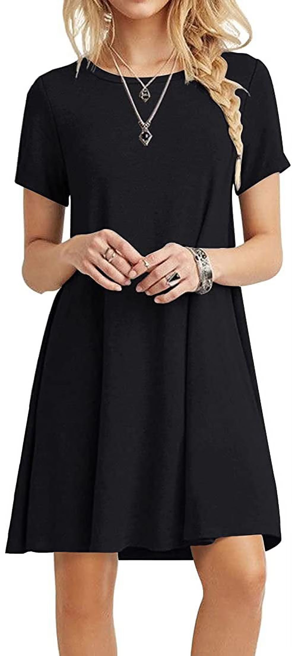 Women's Summer Casual T-shirt Dress Short Sleeve Boho Beach Dress O24393